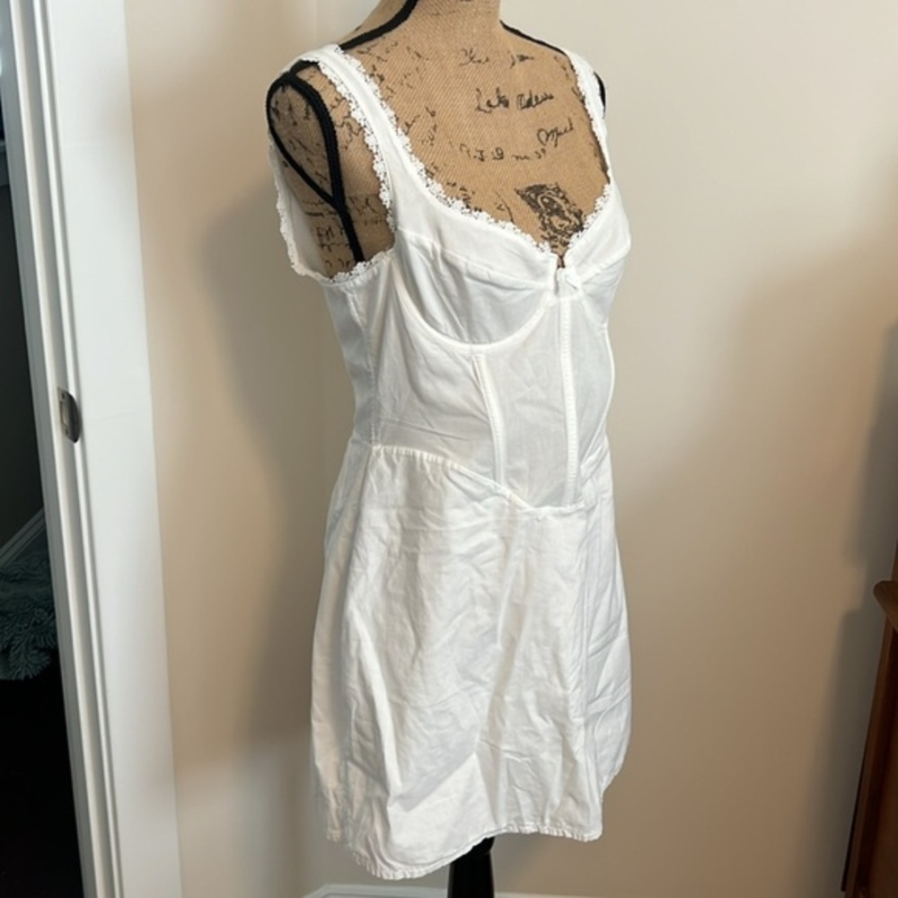 White Fox White Lace Trim Mini Dress - Size L